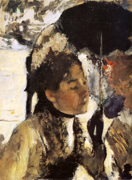 In the Tuileries, Woman with a Parasol by Edgar Degas - Hand-Painted Oil Painting Reproduction