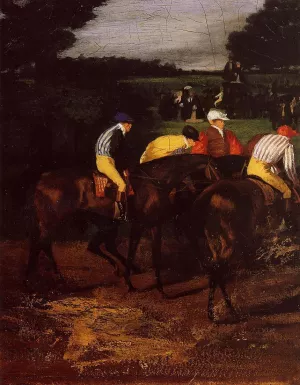 Jockeys at Epsom painting by Edgar Degas