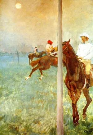 Jockeys Before the Start with Flagpoll by Edgar Degas Oil Painting