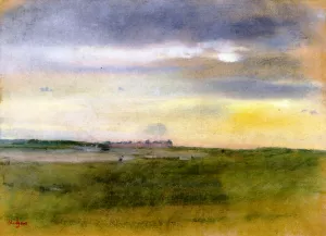 Landscape, Sunset painting by Edgar Degas