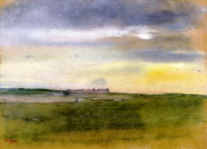 Landscape, Sunset Oil painting by Edgar Degas