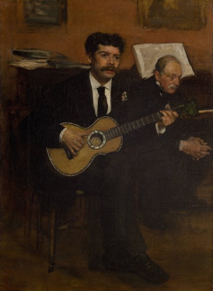 Lorenzo Pagans And Auguste De Gas  by Edgar Degas - Hand-Painted Oil Painting Reproduction