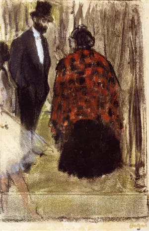 Ludovic Halevy Speaking with Madame Cardinal by Edgar Degas - Oil Painting Reproduction