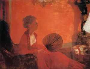 Madame Camus with a Fan by Edgar Degas Oil Painting