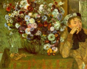 Madame Valpincon with Chrysanthemums Oil painting by Edgar Degas
