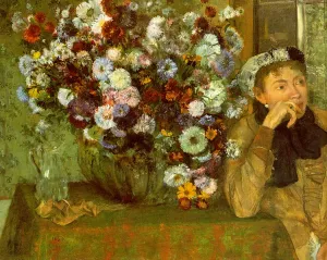 Madame Valpincon with Chrysanthemums by Edgar Degas Oil Painting