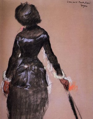 Mary Cassatt at the Louvre Study by Edgar Degas Oil Painting