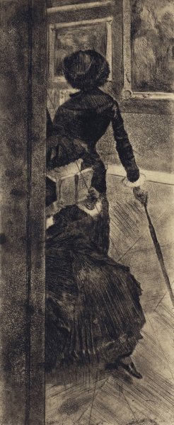 Mary Cassatt at the Louvre; The Paintings Gallery by Edgar Degas Oil Painting