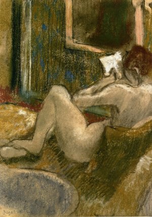 Nude from the Rear, Reading by Edgar Degas Oil Painting