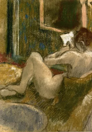 Nude from the Rear, Reading Oil painting by Edgar Degas