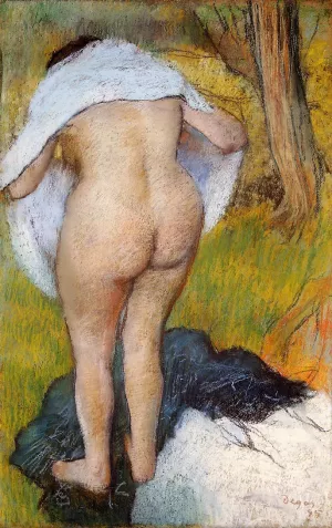 Nude Woman Pulling on Her Clothes by Edgar Degas - Oil Painting Reproduction
