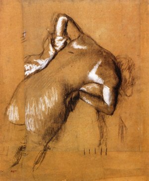 Nude Woman, Standing, Wiping Herself by Edgar Degas Oil Painting