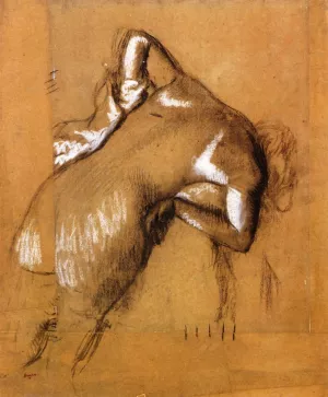 Nude Woman, Standing, Wiping Herself by Edgar Degas - Oil Painting Reproduction