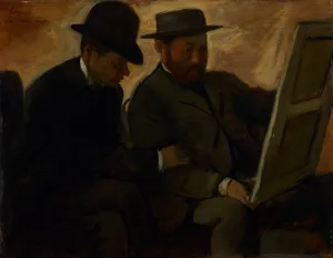 Paul Lafond and Alphonse Cherfils Examining a Painting by Edgar Degas Oil Painting