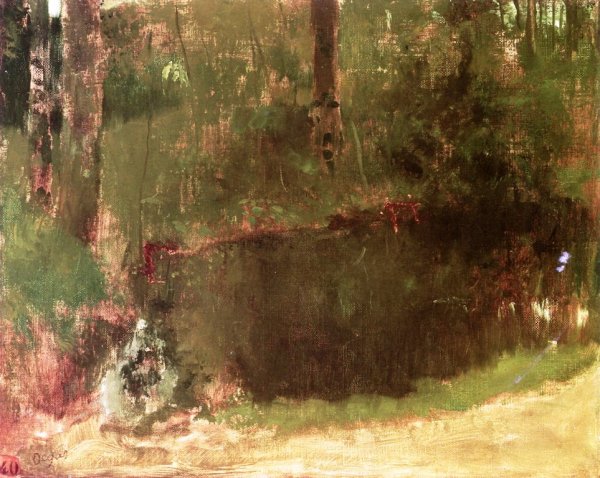 Pond in the Forest by Edgar Degas - Hand-Painted Oil Painting Reproduction