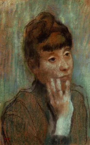 Portrait of a Woman Wearing a Green Blouse by Edgar Degas - Oil Painting Reproduction