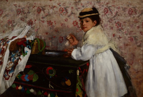 Portrait of Mlle. Hortense Valpincon  by Edgar Degas - Hand-Painted Oil Painting Reproduction
