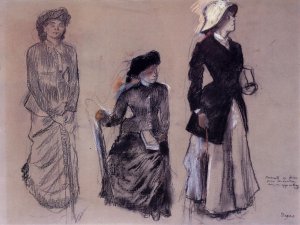 Project for Portraits in a Frieze - Three Women Oil painting by Edgar Degas