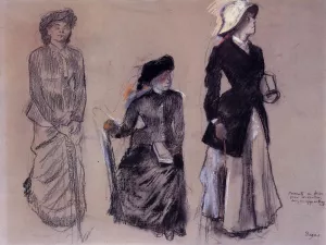 Project for Portraits in a Frieze - Three Women by Edgar Degas - Oil Painting Reproduction