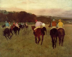 Racehorses at Longchamp painting by Edgar Degas