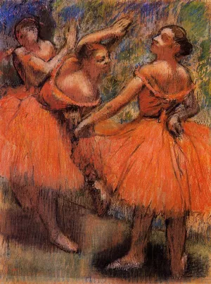 Red Ballet Skirts by Edgar Degas Oil Painting