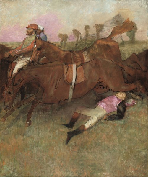 Scene from the Steeplechase - The Fallen Jockey  by Edgar Degas - Hand-Painted Oil Painting Reproduction
