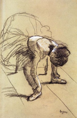Seated Dancer Adjusting Her Shoes by Edgar Degas Oil Painting