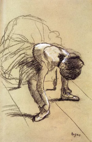 Seated Dancer Adjusting Her Shoes by Edgar Degas - Oil Painting Reproduction