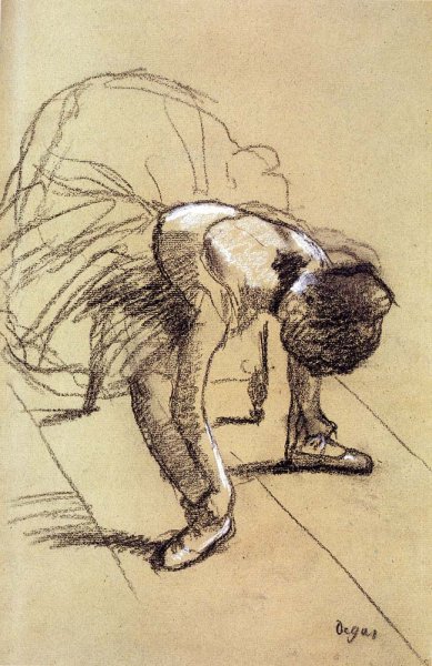Main Product Photo of Seated Dancer Adjusting Her Shoes Painting by Edgar Degas