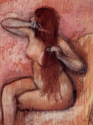 Seated Nude Combing Her Hair by Edgar Degas - Oil Painting Reproduction