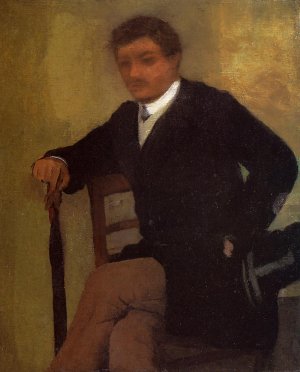 Seated Young Man in a Jacket with an Umbrella by Edgar Degas Oil Painting