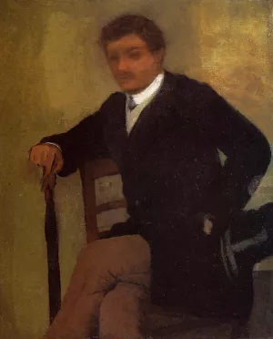 Seated Young Man in a Jacket with an Umbrella by Edgar Degas - Oil Painting Reproduction