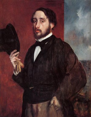 Self Portrait Saluting Oil painting by Edgar Degas