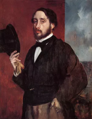 Self Portrait Saluting by Edgar Degas - Oil Painting Reproduction