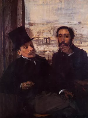 Self Portrait with Evariste de Valernes by Edgar Degas Oil Painting
