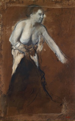 Standing Female Figure with Bared Torso by Edgar Degas Oil Painting