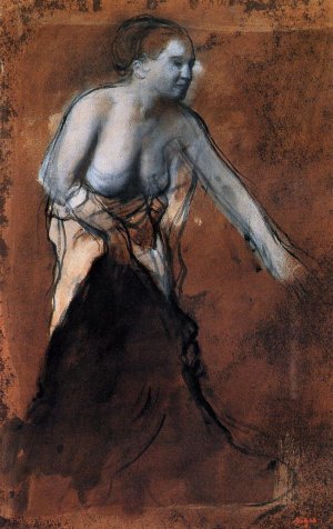 Standing Female Figure with Bared Torso by Edgar Degas Oil Painting