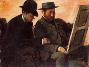 The Amateurs also known as Paul Lafond and Alhonse Cherfils Examening a Painting by Edgar Degas Oil Painting