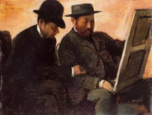 The Amateurs also known as Paul Lafond and Alhonse Cherfils Examening a Painting by Edgar Degas - Oil Painting Reproduction