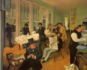 The Cotton Exchange in New Orleans Oil painting by Edgar Degas