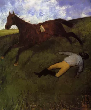 The Fallen Jockey also known as Fallen Jockey by Edgar Degas - Oil Painting Reproduction