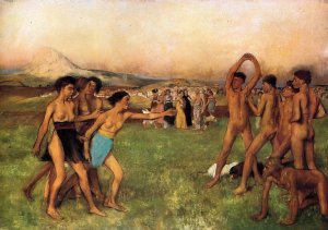 The Young Spartans Oil painting by Edgar Degas