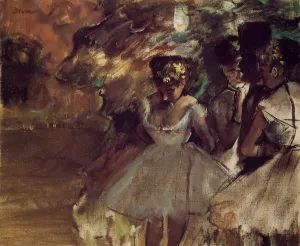 Three Dancers Behind the Scenes painting by Edgar Degas