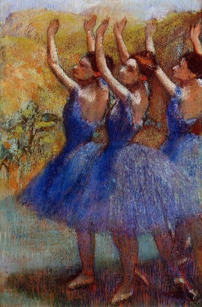 Three Dancers in Purple Skirts by Edgar Degas - Hand-Painted Oil Painting Reproduction