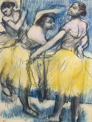 Three Dancers in Yellow Skirts painting by Edgar Degas