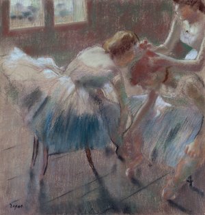 Three Dancers Preparing for Class by Edgar Degas Oil Painting