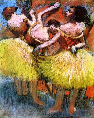 Three Dancers, Yellow Skirts, Red Blouses by Edgar Degas Oil Painting