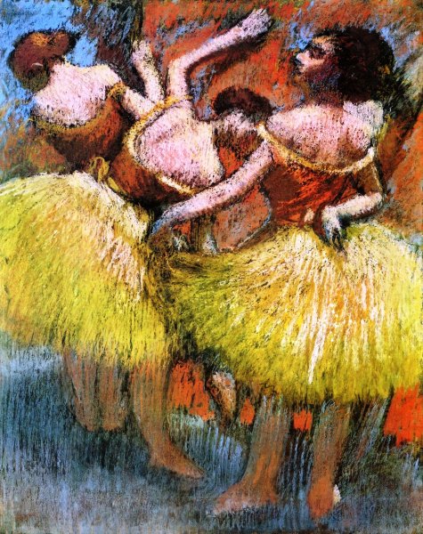 Three Dancers, Yellow Skirts, Red Blouses by Edgar Degas - Hand-Painted Oil Painting Reproduction