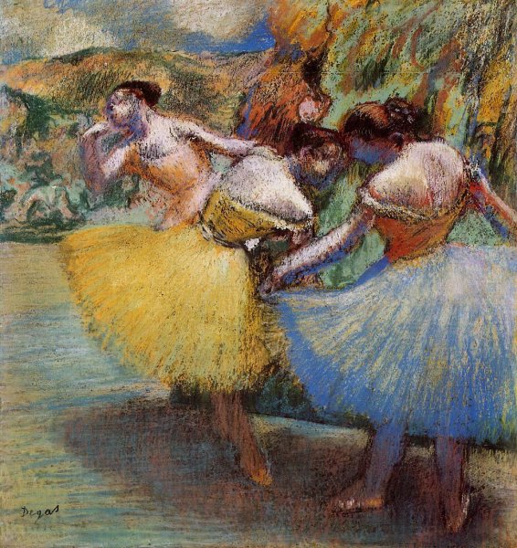 Main Product Photo of Three Dancers Painting by Edgar Degas
