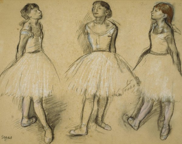 Three Studies of a Dancer in Fourth Position  by Edgar Degas - Hand-Painted Oil Painting Reproduction